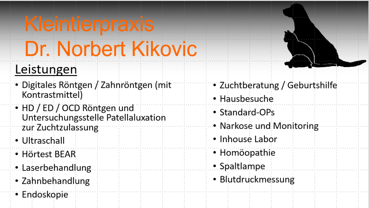 Leistungen Kleintierpraxis Dr. Kikovic